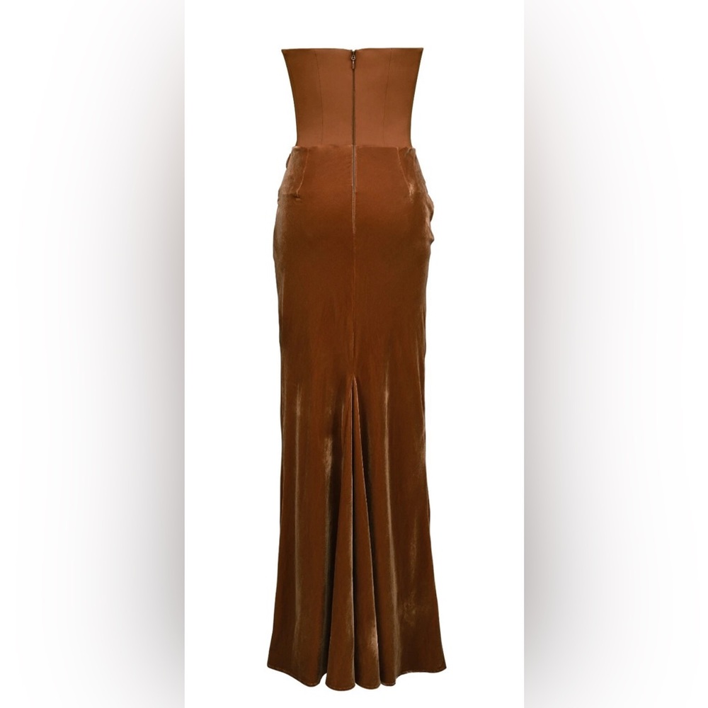 House of CB Strapless Brown Velvet Corset Gown - Picture 8 of 15